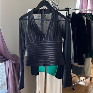 Vintage JS Collections Black Sheer Sleeve Blouse